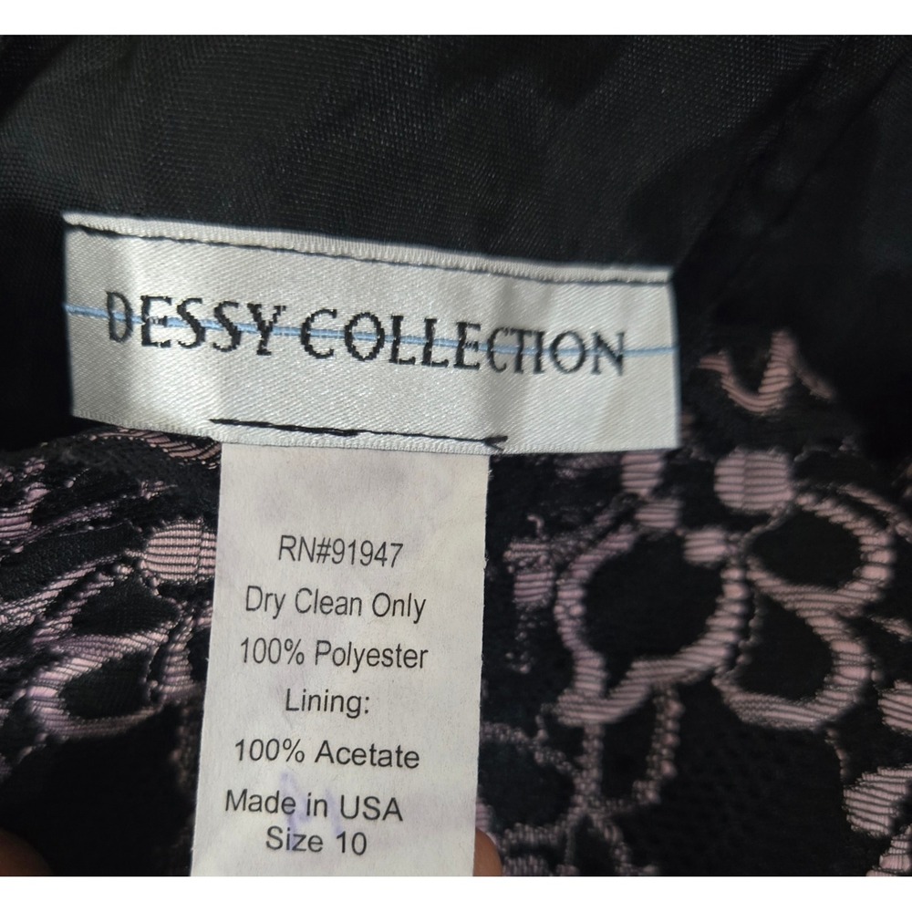 Dessy Collection‎ Black Pink Lace Strapless Prom Dress 10 Fairy Goth Y2K Sheer - Picture 3 of 13